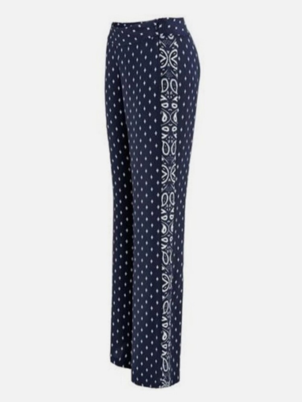 NEW Cabi Track Star Trouser 5176 Navy Bandana Wide Leg Pants Size 8 Spring 2017